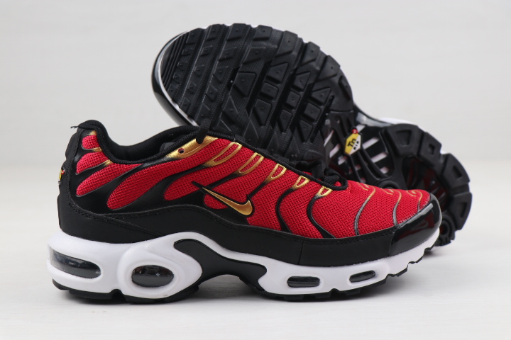Men Nike Air Max PLUS Red Black White Gold